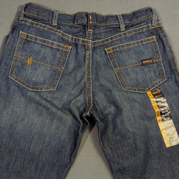 Ariat FR Jeans Men's 36x38 Blue M4 Relaxed Basic Boot Cut Flame Resistant Welder - Picture 1 of 12